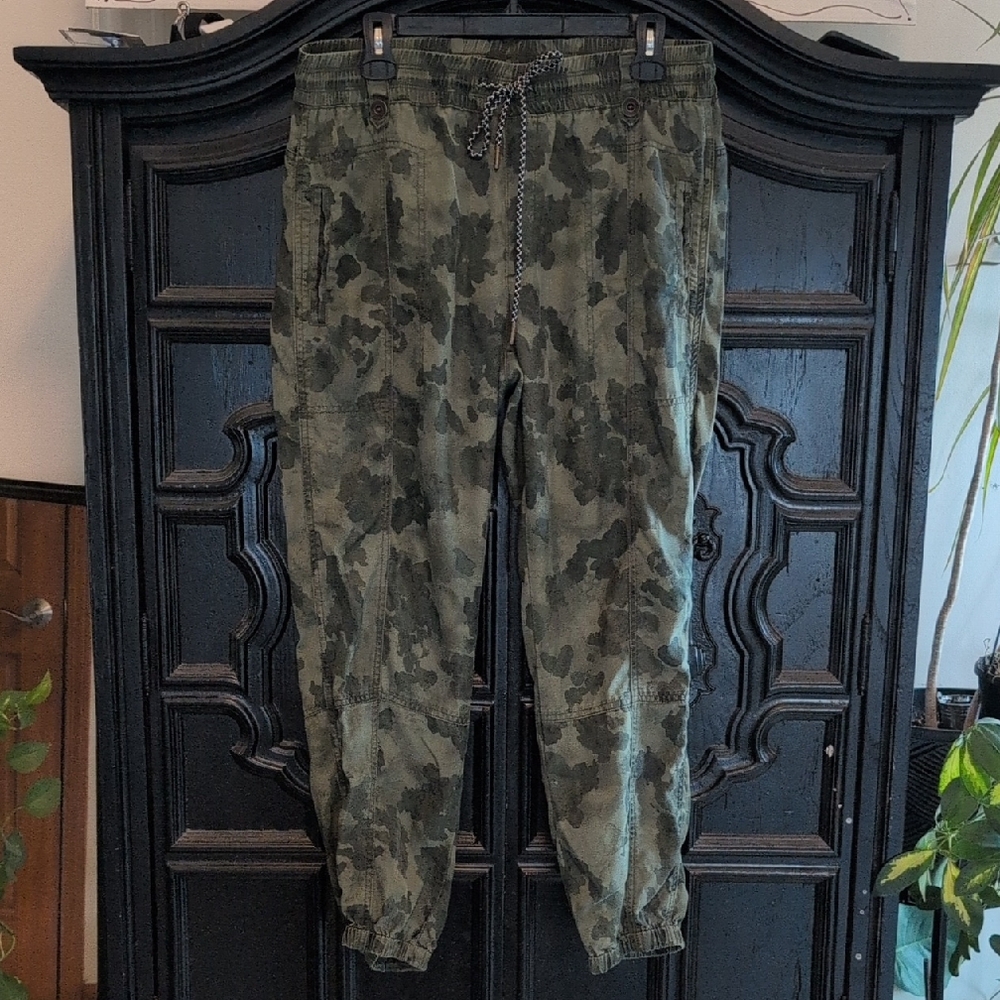 Anthropologie Green Camouflage Joggers